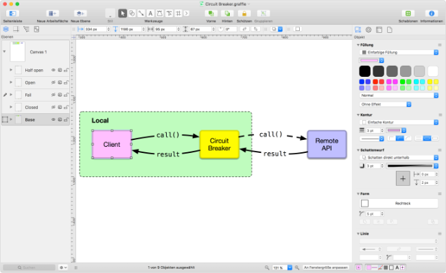 OmniGraffle with the graph of a circuit breaker.